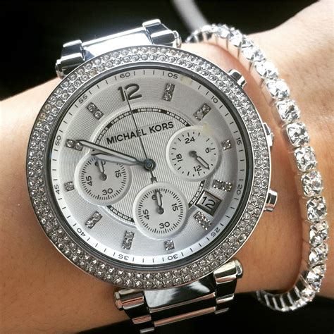 silver michael kors womens bracelet watch|silver designer watches for women.